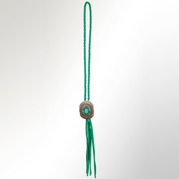 American Darling ADJW107D Braided Genuine Leather Jewelry Necklace with Concho
